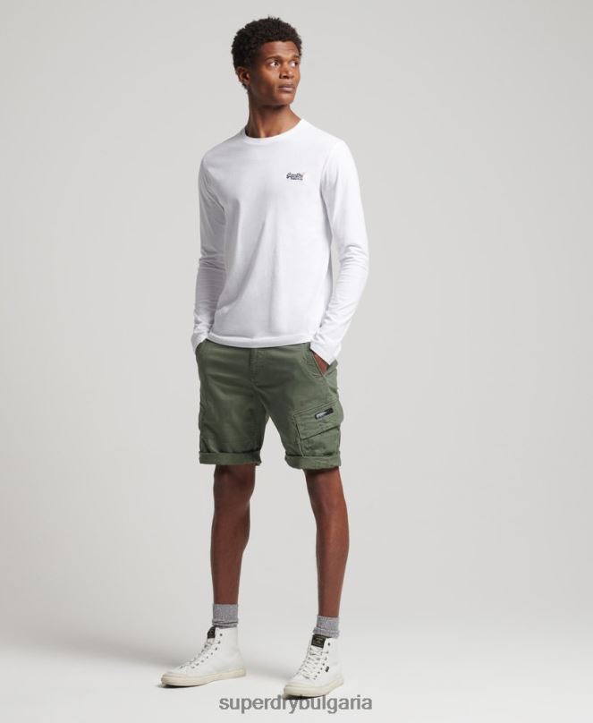 Superdry облекло N00H1544 бяло мъже ретро бродирана горна част от органичен памук