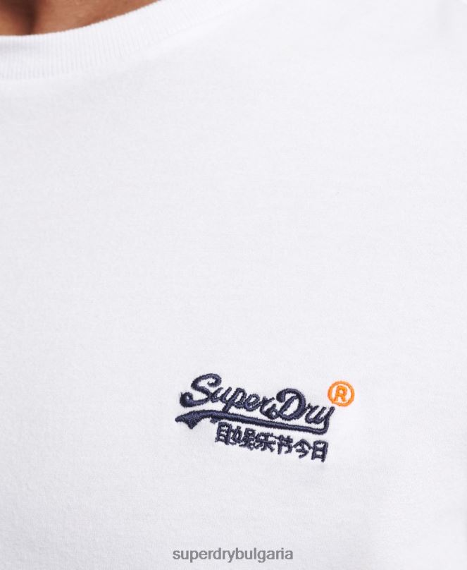 Superdry облекло N00H1544 бяло мъже ретро бродирана горна част от органичен памук