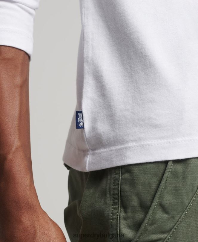Superdry облекло N00H1544 бяло мъже ретро бродирана горна част от органичен памук