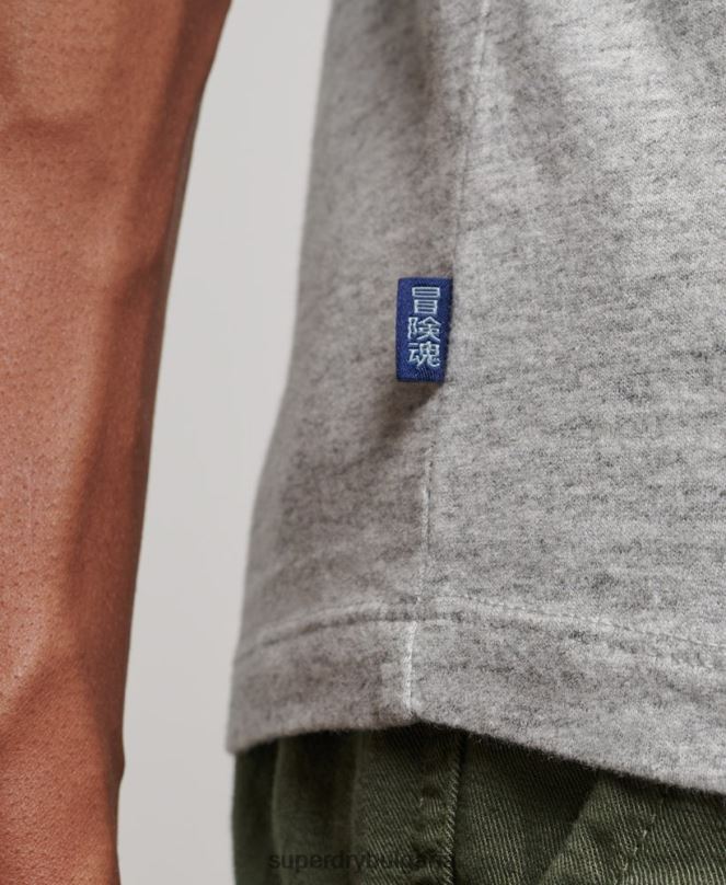 Superdry облекло N00H1547 сиво мъже горнище с ретро лого от органичен памук, бродирано