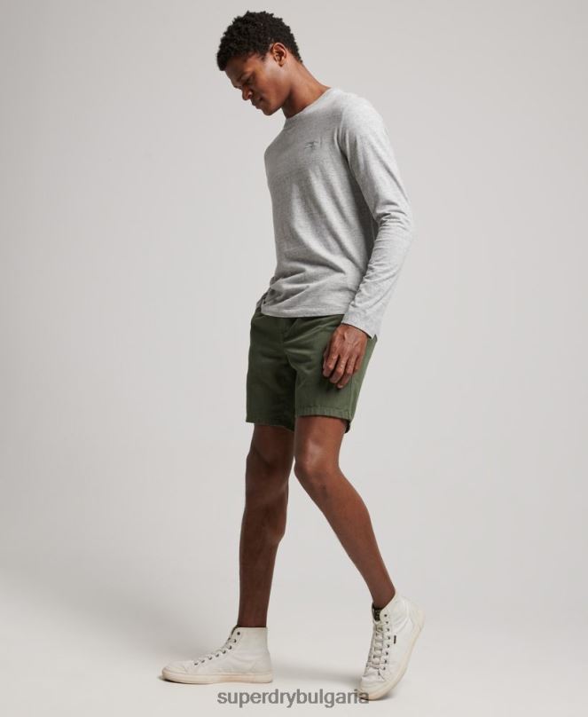 Superdry облекло N00H1547 сиво мъже горнище с ретро лого от органичен памук, бродирано