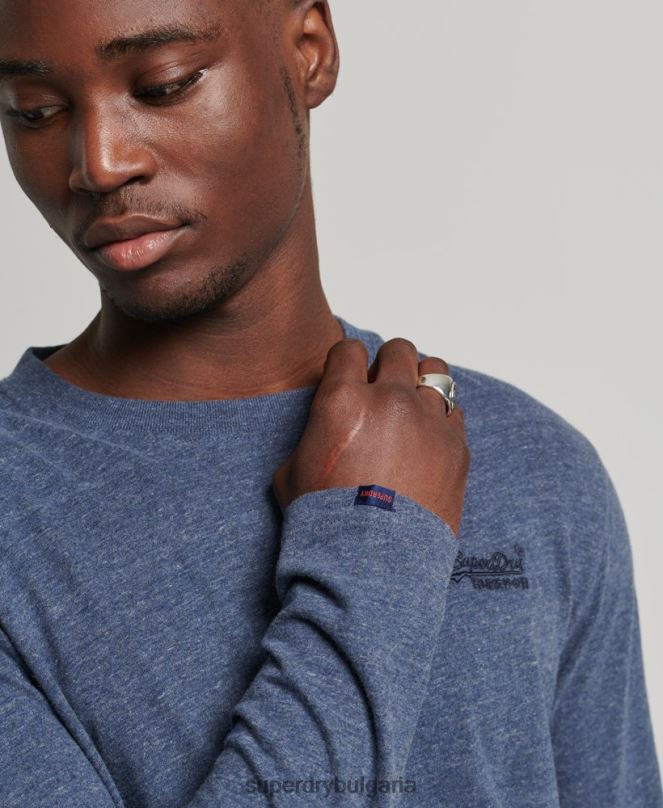 Superdry облекло N00H1548 военноморски флот мъже горнище с ретро лого от органичен памук, бродирано