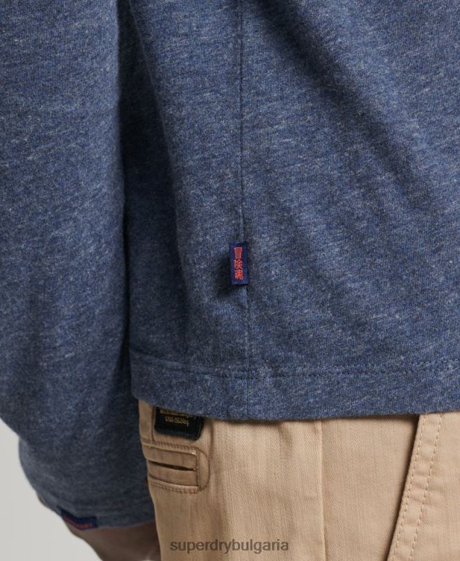Superdry облекло N00H1548 военноморски флот мъже горнище с ретро лого от органичен памук, бродирано