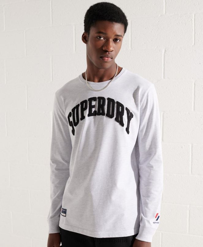 Superdry облекло N00H1551 светло сив мъже университетска арка с дълъг ръкав