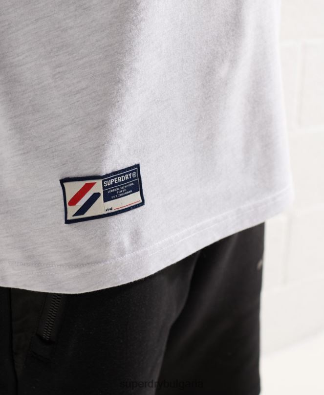 Superdry облекло N00H1551 светло сив мъже университетска арка с дълъг ръкав