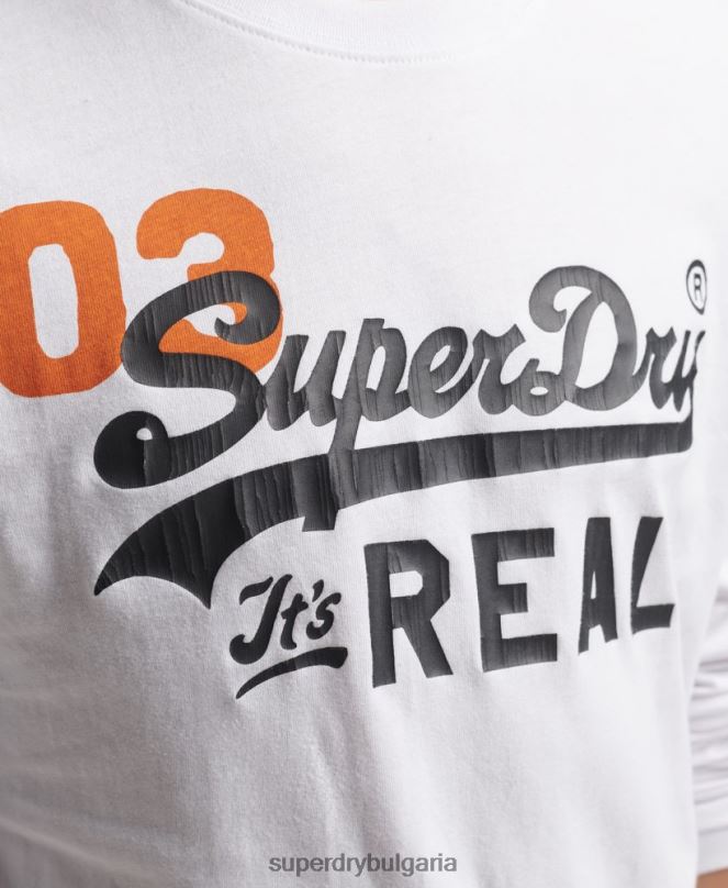 Superdry облекло N00H1552 бяло мъже американско класическо горнище с винтидж лого