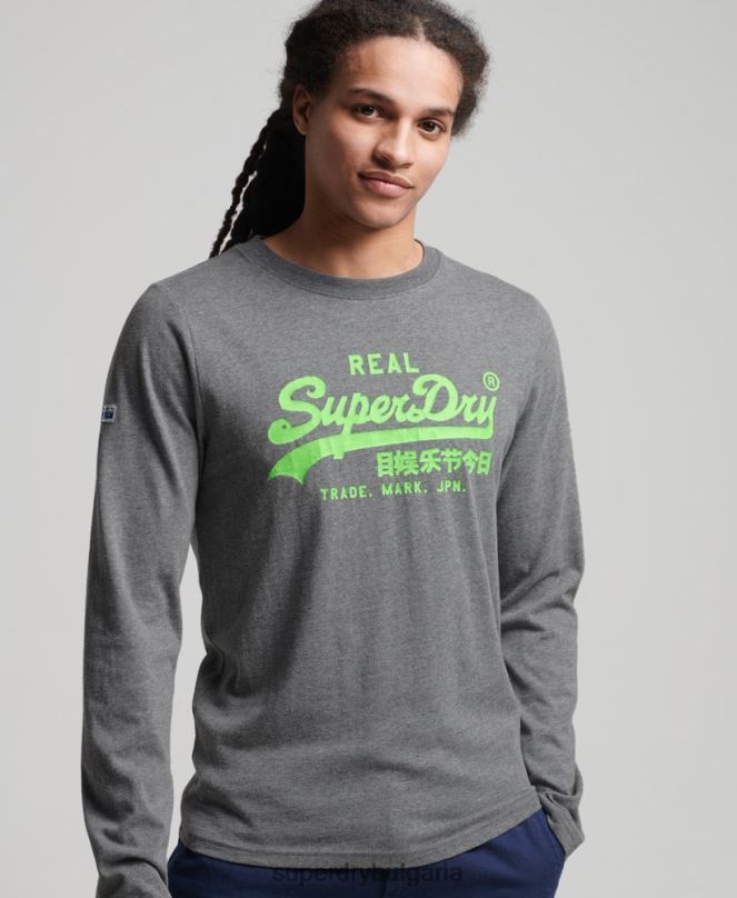 Superdry облекло N00H1553 сиво мъже американско класическо горнище с винтидж лого