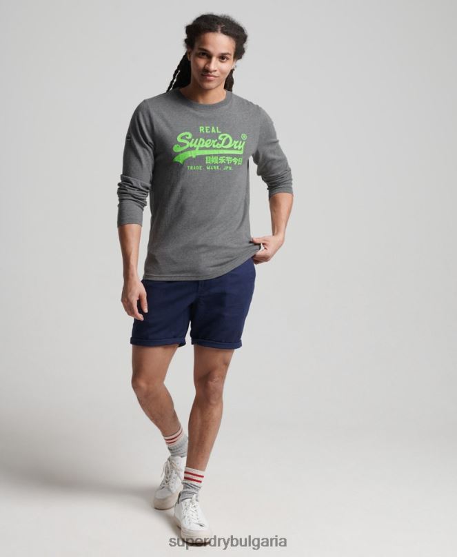 Superdry облекло N00H1553 сиво мъже американско класическо горнище с винтидж лого