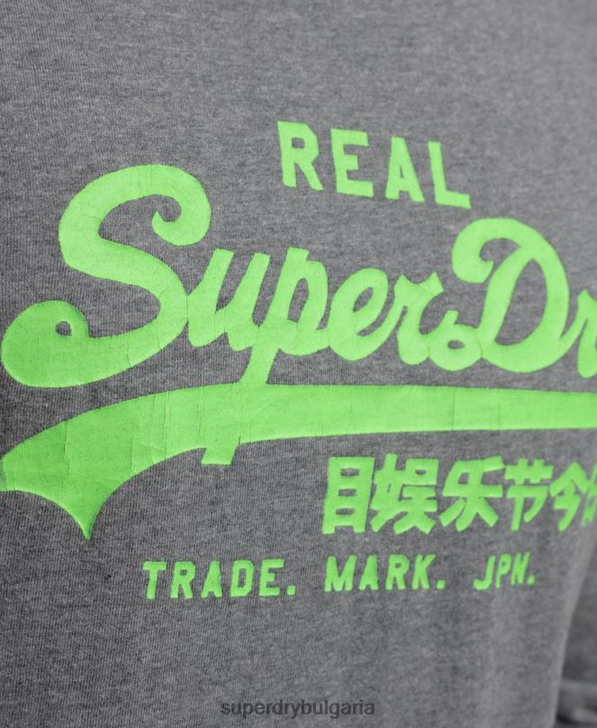 Superdry облекло N00H1553 сиво мъже американско класическо горнище с винтидж лого