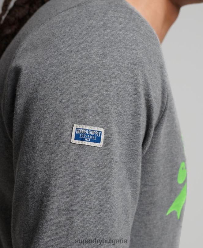 Superdry облекло N00H1553 сиво мъже американско класическо горнище с винтидж лого