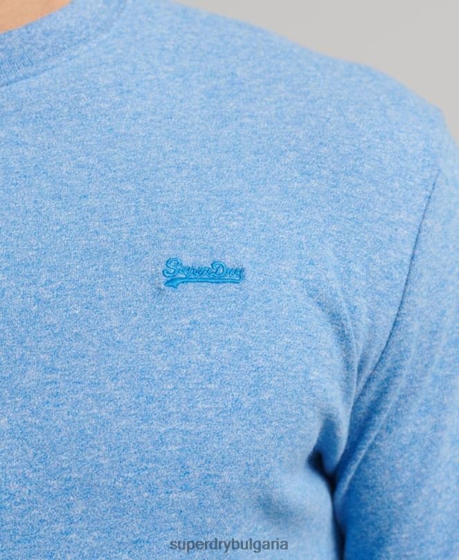 Superdry облекло N00H1556 син мъже органичен памук реколта лого бродирани henley топ