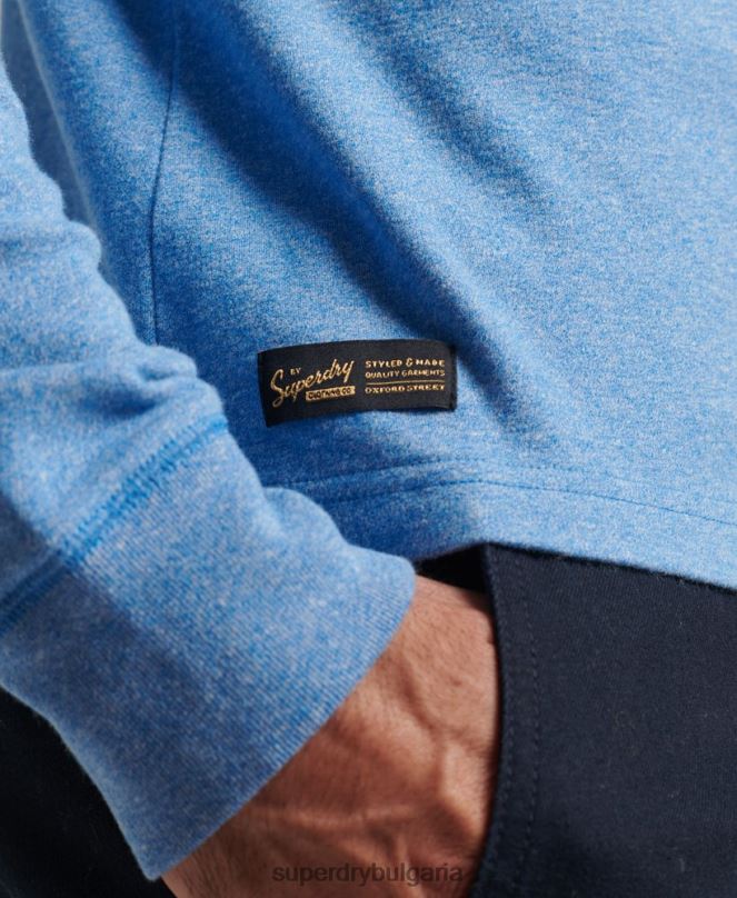 Superdry облекло N00H1556 син мъже органичен памук реколта лого бродирани henley топ