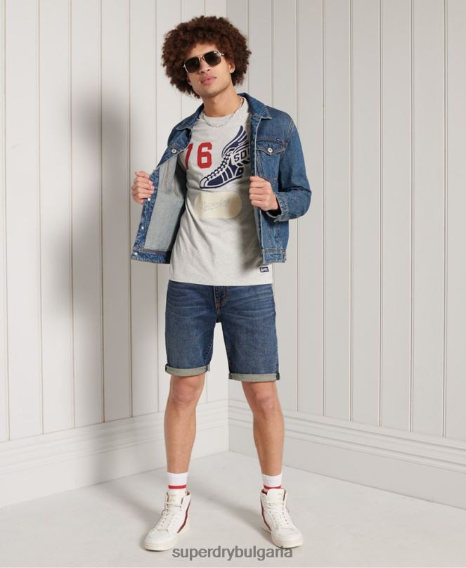 Superdry облекло N00H1558 сиво мъже университетско горнище с дълги ръкави