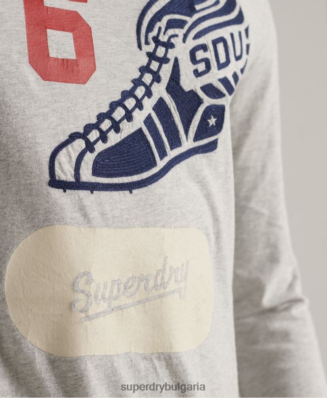 Superdry облекло N00H1558 сиво мъже университетско горнище с дълги ръкави