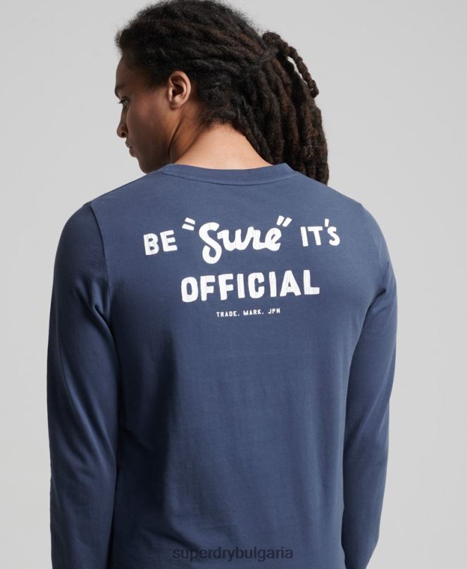 Superdry облекло N00H1560 тъмно синьо мъже американско класическо горнище с винтидж лого