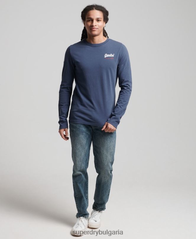 Superdry облекло N00H1560 тъмно синьо мъже американско класическо горнище с винтидж лого