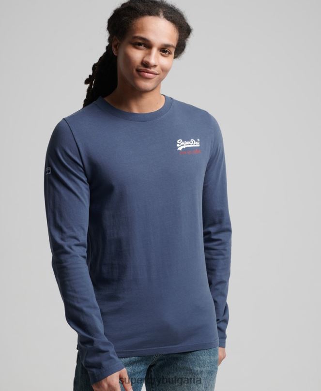 Superdry облекло N00H1560 тъмно синьо мъже американско класическо горнище с винтидж лого