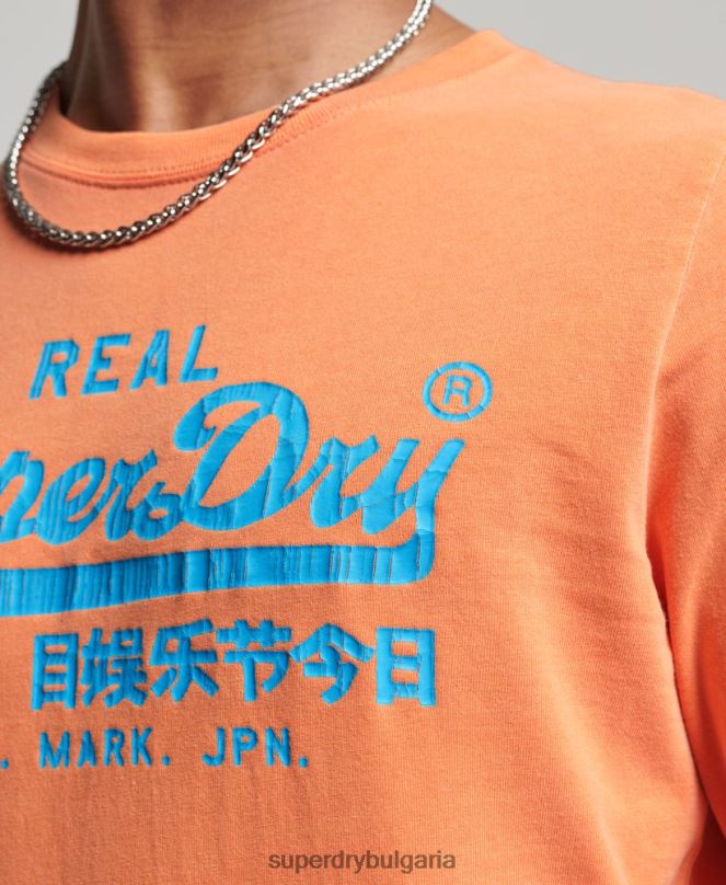 Superdry облекло N00H1561 оранжево мъже американско класическо горнище с винтидж лого
