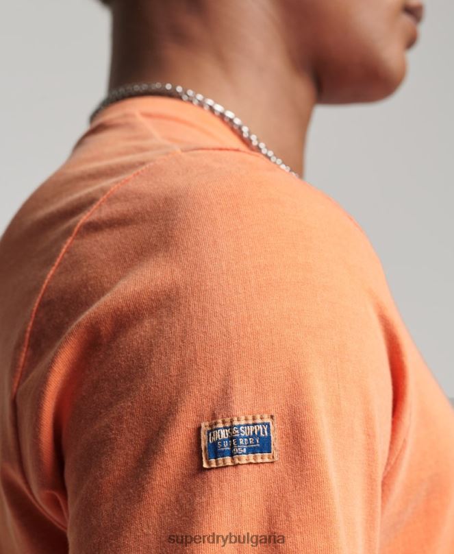 Superdry облекло N00H1561 оранжево мъже американско класическо горнище с винтидж лого
