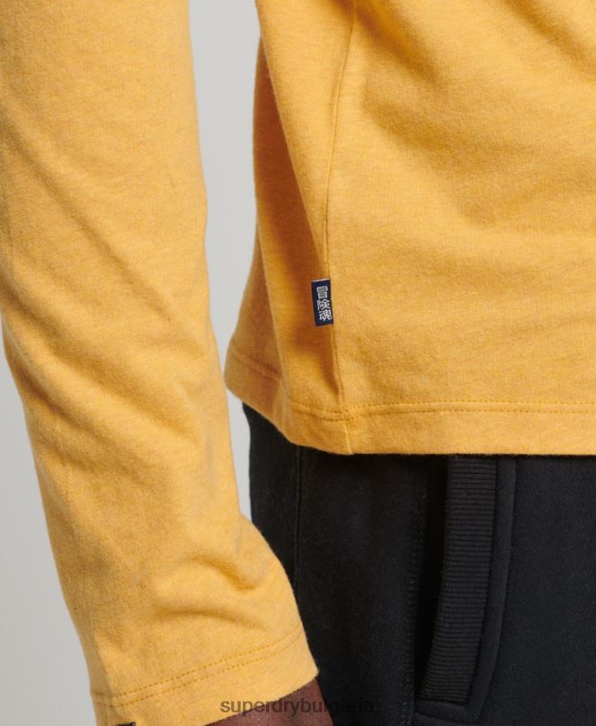 Superdry облекло N00H1562 жълто мъже горнище с ретро лого от органичен памук, бродирано