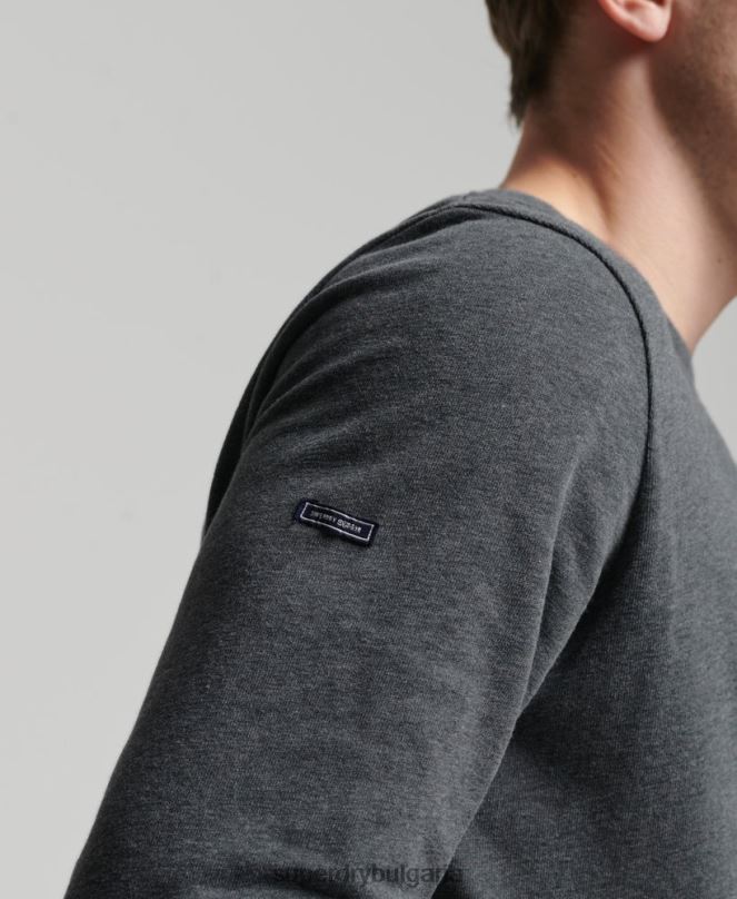 Superdry облекло N00H1564 сиво мъже горнище с дълъг ръкав с ретро лого и наследство