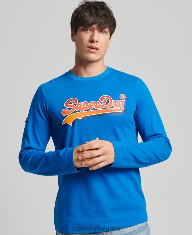 Superdry облекло N00H1566 син мъже сезонно горнище с винтидж лого