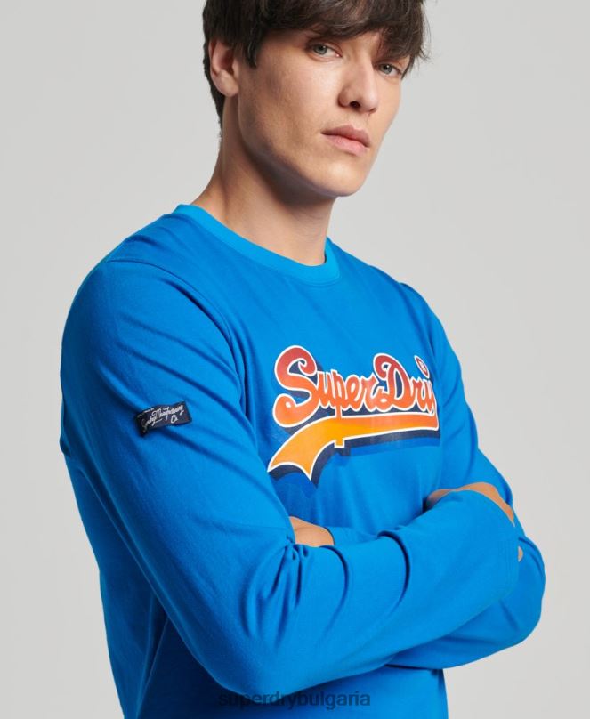 Superdry облекло N00H1566 син мъже сезонно горнище с винтидж лого