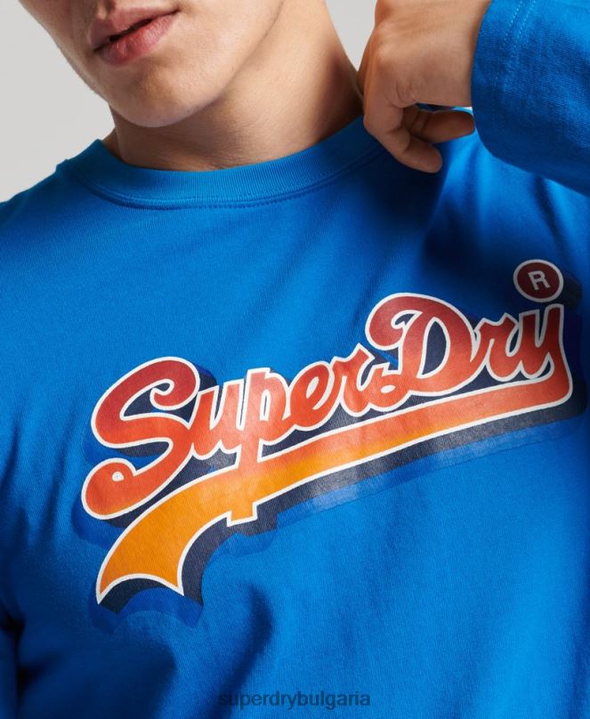 Superdry облекло N00H1566 син мъже сезонно горнище с винтидж лого