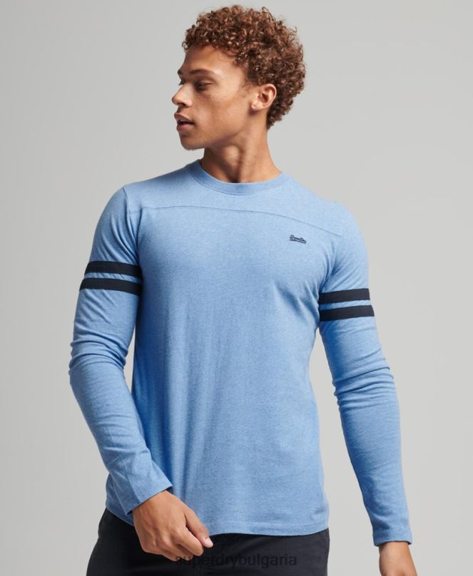 Superdry облекло N00H1567 син мъже органичен памук ретро лого куотърбек горнище