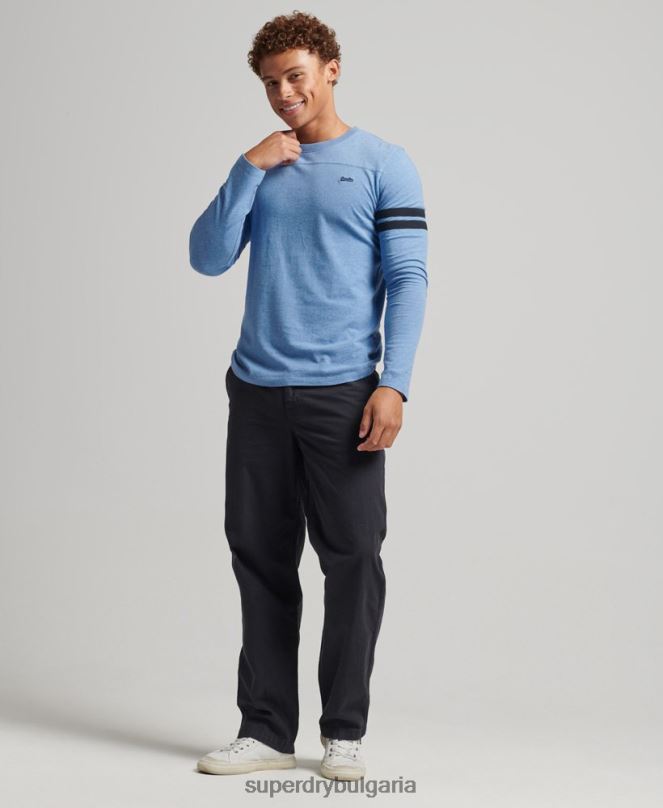 Superdry облекло N00H1567 син мъже органичен памук ретро лого куотърбек горнище