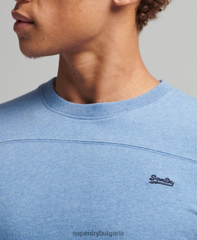 Superdry облекло N00H1567 син мъже органичен памук ретро лого куотърбек горнище