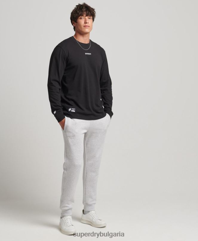 Superdry облекло N00H1568 черен мъже топ с микро лого с дълъг ръкав