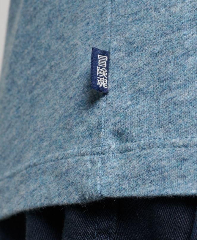Superdry облекло N00H1570 син мъже горнище с ретро лого от органичен памук, бродирано