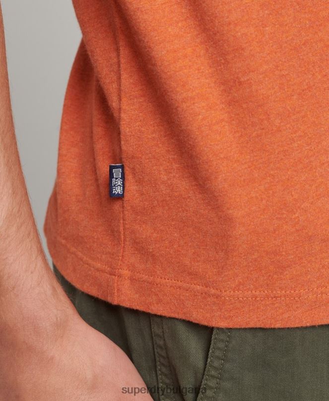 Superdry облекло N00H1571 оранжево мъже горнище с ретро лого от органичен памук, бродирано