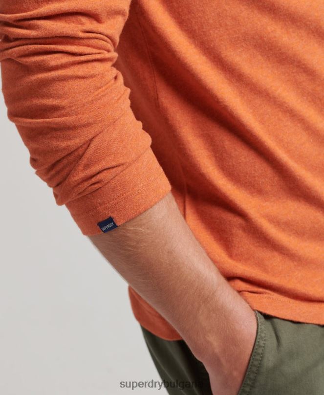 Superdry облекло N00H1571 оранжево мъже горнище с ретро лого от органичен памук, бродирано