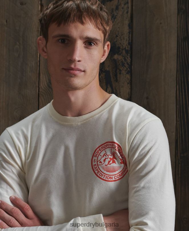 Superdry облекло N00H1572 сметана мъже горнище с дълъг ръкав everest