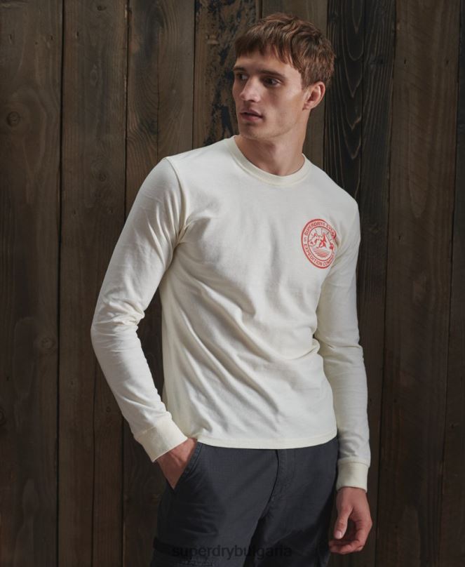 Superdry облекло N00H1572 сметана мъже горнище с дълъг ръкав everest
