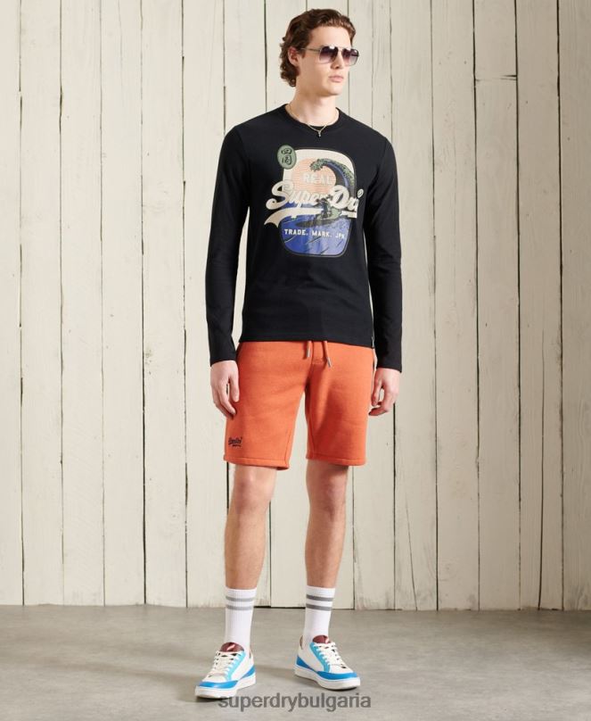 Superdry облекло N00H1573 черен мъже горнище с дълъг ръкав с ретро лого itago