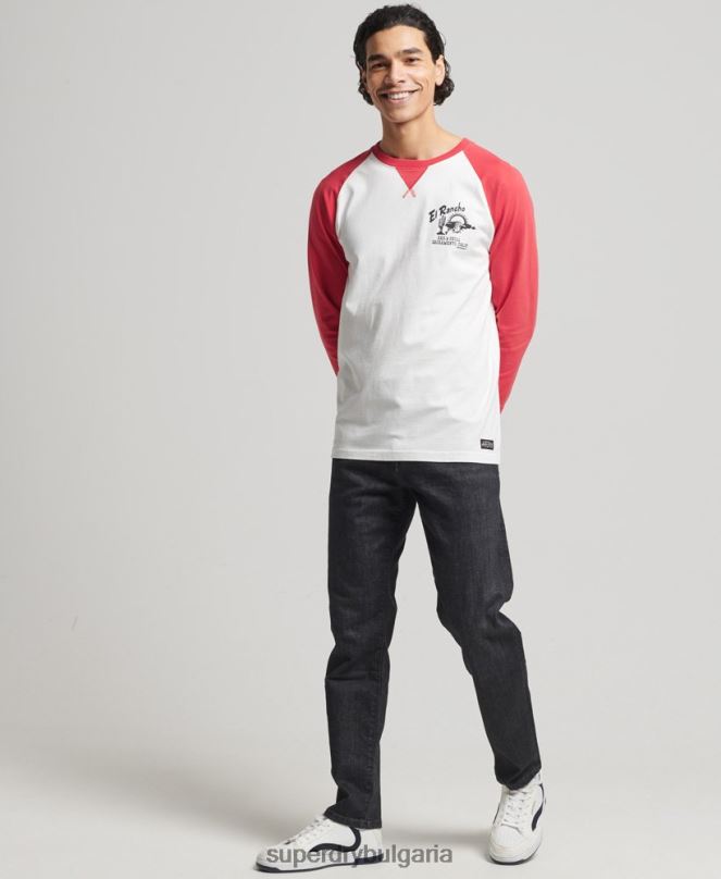 Superdry облекло N00H1574 червен мъже ретро топ за сърф ranchero