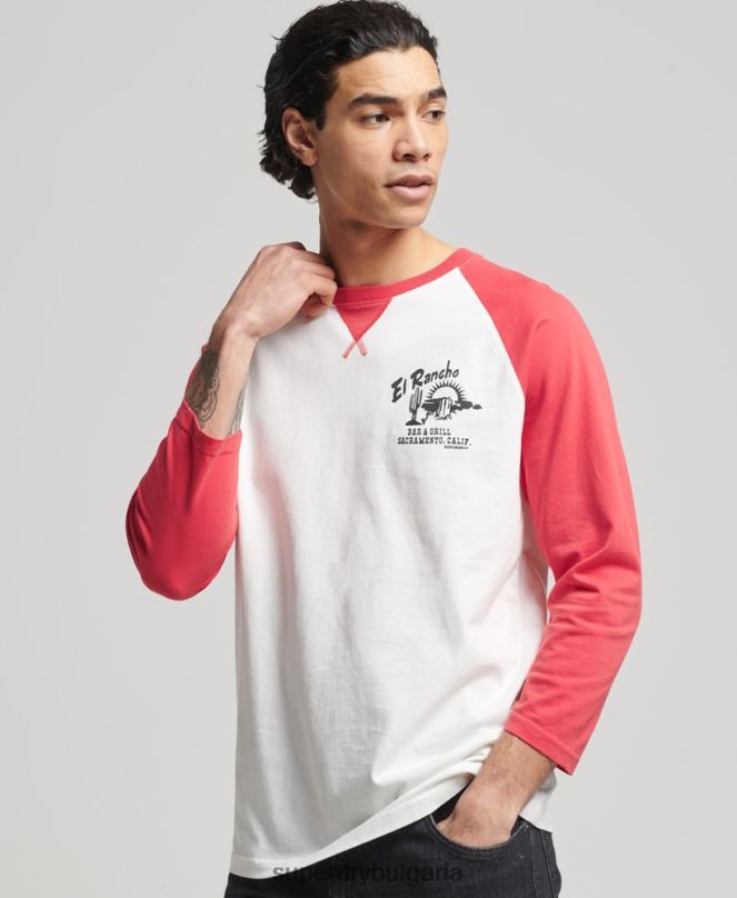 Superdry облекло N00H1574 червен мъже ретро топ за сърф ranchero