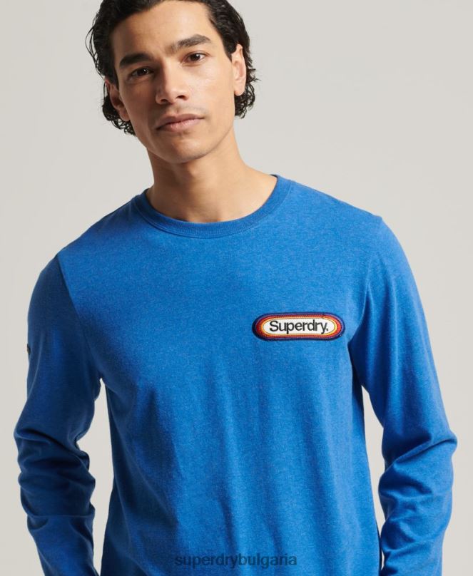 Superdry облекло N00H1575 син мъже сезонно горнище с винтидж основно лого
