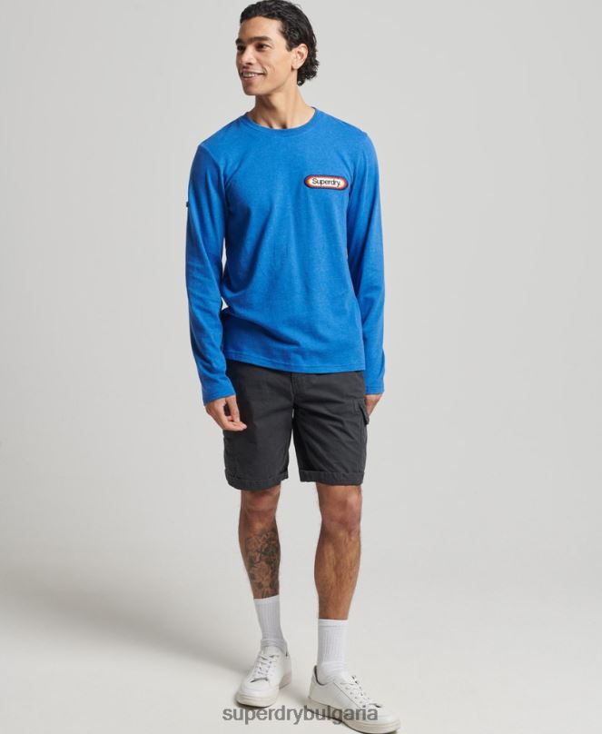Superdry облекло N00H1575 син мъже сезонно горнище с винтидж основно лого