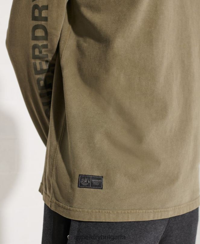 Superdry облекло N00H1576 зелено мъже експедиционна графична горна част с дълъг ръкав