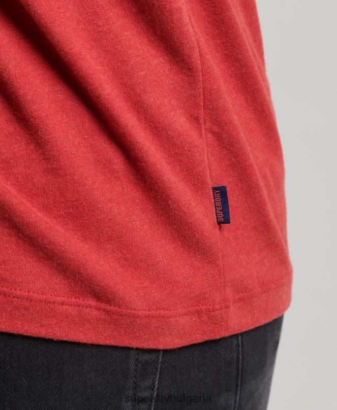 Superdry облекло N00H1577 червен мъже Бейзболна топка с дълъг ръкав от органичен памук