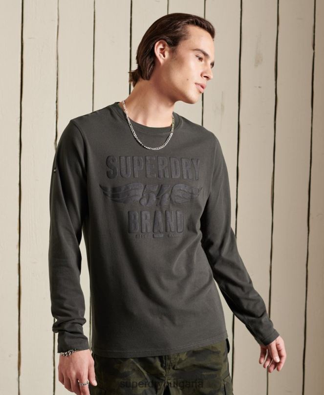 Superdry облекло N00H1579 тъмно сив мъже черна горна част с дълъг ръкав