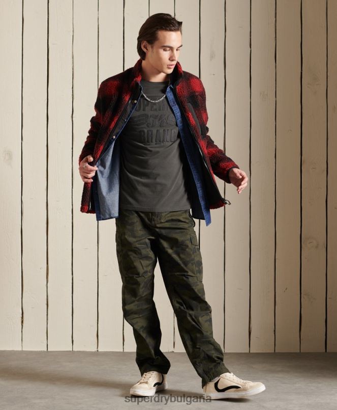 Superdry облекло N00H1579 тъмно сив мъже черна горна част с дълъг ръкав