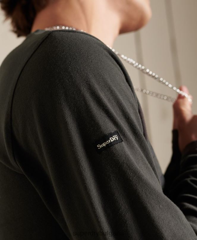 Superdry облекло N00H1579 тъмно сив мъже черна горна част с дълъг ръкав
