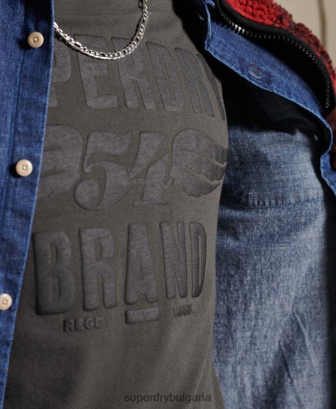 Superdry облекло N00H1579 тъмно сив мъже черна горна част с дълъг ръкав