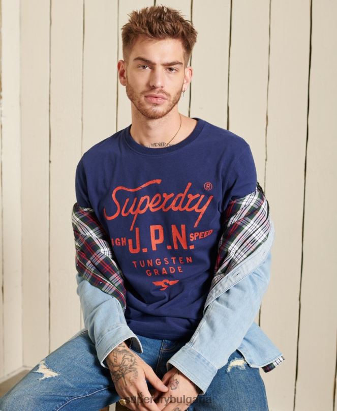 Superdry облекло N00H1580 син мъже работно облекло в стил сценарий