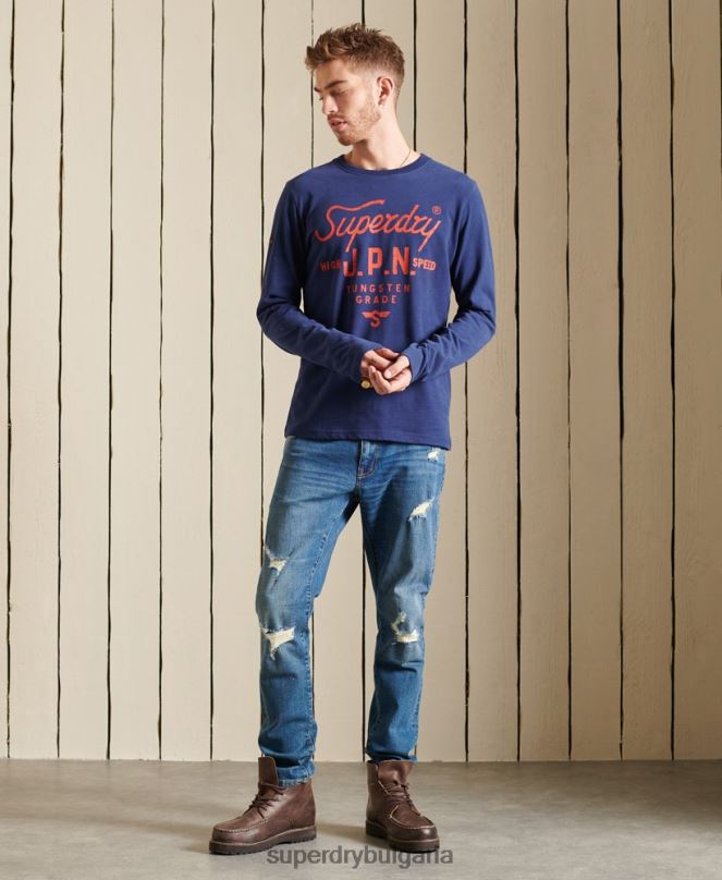 Superdry облекло N00H1580 син мъже работно облекло в стил сценарий